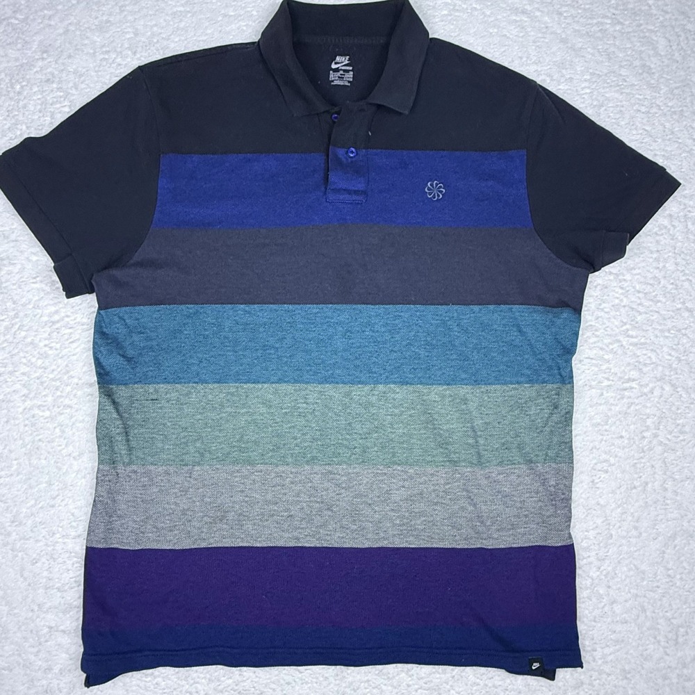 Nike Men's XL Multicolor Striped Short Sleeve Sportswear Polo Shirt - Picture 2 of 10